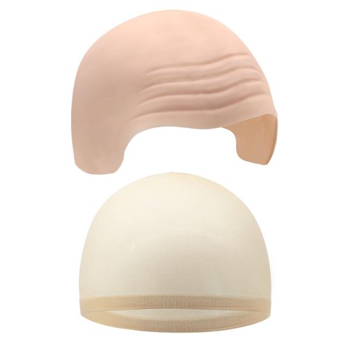 Dohia Halloween Bald Cap Makeup Latex Head Wig Cap Hairless Fake Skull Wig Cap Fancy Dress Costume Cosplay Hat ST1-GTTT