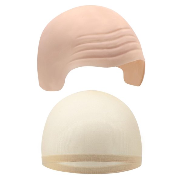 Dohia Halloween Bald Cap Makeup Latex Head Wig Cap Hairless Fake Skull Wig Cap Fancy Dress Costume Cosplay Hat ST1-GTTT