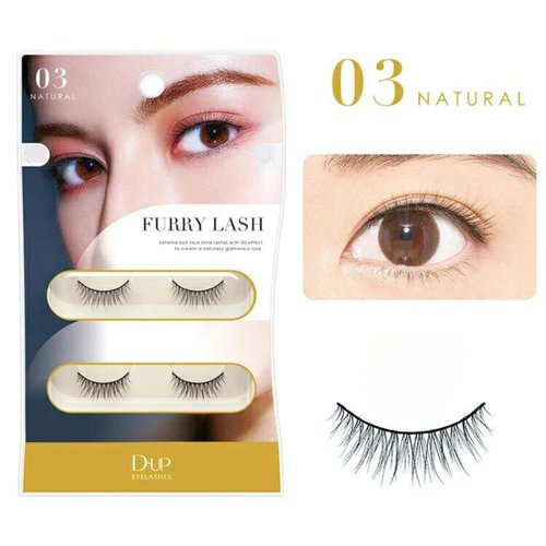 DUP Pack of 2 Pairs Furry Lash False Eyelashes, Japanese Long-Lasting Natural Look, Lightweight Fake Lashes for Everyday Wear Easily to Apply, Furry Lash 03 Natural