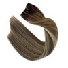 Hair Extensions Clip in Human Hair Ash Brown Mixed Bleach Blonde Highlights Clip in Hair Extensions Real Human Hair Thick Ends Long Straight Hair Extensions Clip ins Human Hair 12 Inch 70g 7pcs