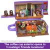 Polly Pocket Friends Compact Playset with 6 Character Dolls & 9 Accessories, Coffee Cup Exterior, Collectible Toy