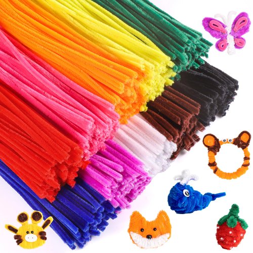 Magipipe 1000PCS Pipe Cleaners Bulk, 10 Color Chenille Stems Craft Supplies for Kids Crafts Projects and Christmas Decorations (12inch×6mm