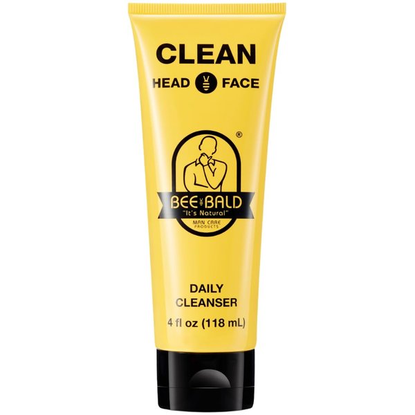 Bee Bald CLEAN Daily Cleanser for Face and Head, Premium Facial Cleanser for Men and Women, Refreshes and Thoroughly Cleans (4 fl Oz)