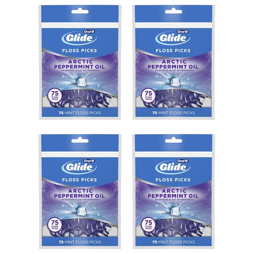 Oral-B Glide 3d White Floss Picks Radiant Mint, 75 Count (pack of 4)