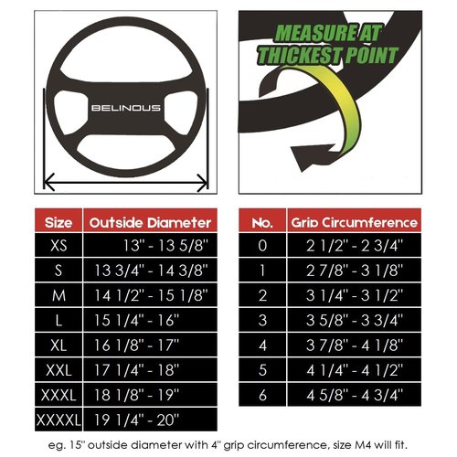 BELINOUS Leather Steering Wheel Cover Lace Up, Stitch On Wrap, Universal Fit 13-20 inch Car Truck SUV Pickup Boat, A Whole Piece of Cowhide, DIY Stitch w/Needle Thread (Size M4, Black)