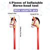 OBANGONG 6 Pcs Inflatable Stick Horse Inflatable Horse Head Stick Balloon Funny Stick Horse Toy for Kids Inflatable Horse on a Stick for Western Cowboy Pony Horse Baby Shower Cowboy Party Supplies