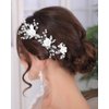 Rumtock 3pcs White Rose Flower Hair Pins Set Wedding Bridal Handmade Silver Hair Piece Pearl Jewelry