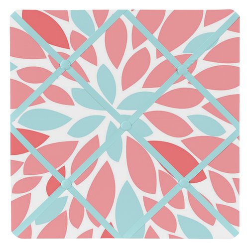 Fabric Memory/Memo Photo Bulletin Board for Turquoise and Coral Emma Collection
