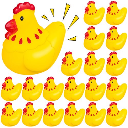 Rubber Chicken Toys for Kids, 20Pcs Cute Yellow Chicks Squeak for Boy Girl Baby Shower Birthday Party Favors Gifts Decoration