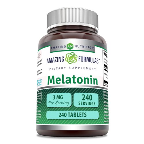 Amazing Formulas Melatonin Supplement | 3 Mg Per Serving | 240 Tablets | Non-GMO | Gluten-Free | Made in USA