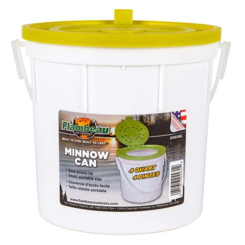 Flambeau Outdoors 6060BC 4 Quart Minnow Can, Live Bait Fishing Storage Bucket, Lime Green/White
