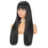 Long Straight Wig with Bangs Natural Black Wigs for Women Fashion Silky Soft Smooth Remy Hair Heat Resistant Fiber Synthetic Wig Machine Made Glueless Full Wig 24 Inch Regular Everyday Wig