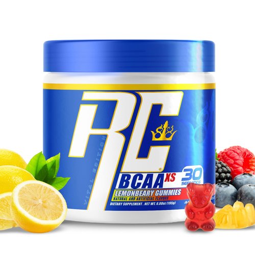 Ronnie Coleman's BCAA XS Powder with EAAs, Branched Chain Amino Acids Post Workout Muscle Recovery, Sugar Free Hydration Drink for Women and Men, Lemonbeary Gummies, 30 Servings