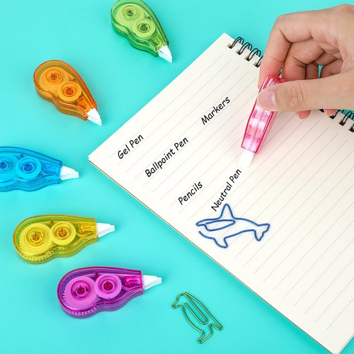 6 Pieces Correction Tape - White Out Correction Tape with No Drying Time, Easy To Use Applicator for Instant Corrections, Writing Tape for School Supplies, Office, 1/5 x 158 inch