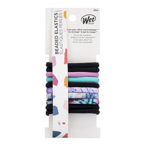 Wet Brush Beaded Hair Elastics - 10 Count, Multi-Colored - Pain-Free Hair Accessories for Men, Women, Boys and Girls - IntelliLastic Retains Shape & Style With Ease For All Hair Types
