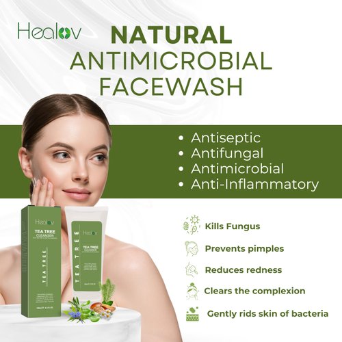 Tea Tree Face Wash – Natural Tea Tree Soap Exfoliating Facial Cleanser – Tea Tree Oil Fights Acne, Skin Irritation and Prevents Breakouts – Deeply Cleansing, Hydrating Liquid Soap for Calm Fresh Skin