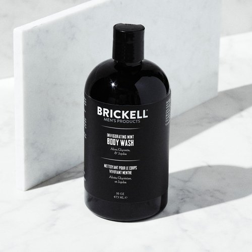 Brickell Men's Invigorating Mint Body Wash for Men, Natural and Organic Deep Cleaning Shower Gel with Aloe, Glycerin, and Jojoba, Sulfate Free
