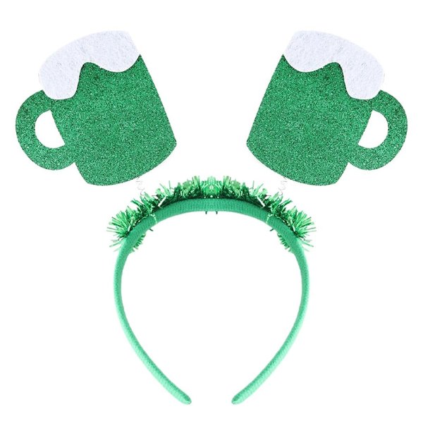 JEWEKY St Patrick's Day Headbands Irish Day Hairbands Beer Mug Headpiece Festive Holiday Hair Accessories for Women and Girls (Style 1)