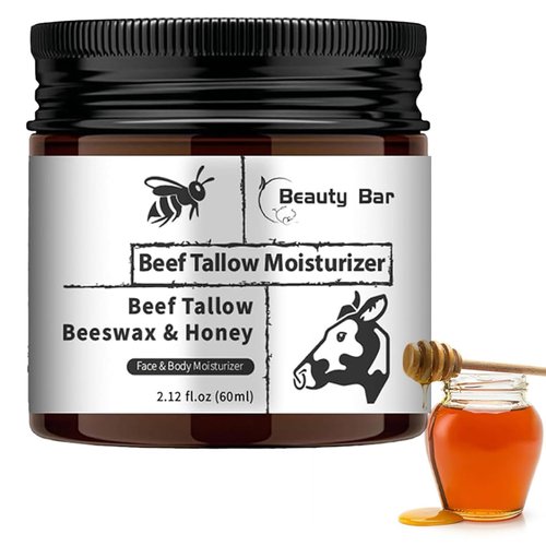Beef Tallow and Honey Balm,Face and Body Cream with Moisturizing and Nourishing Properties, 2 oz