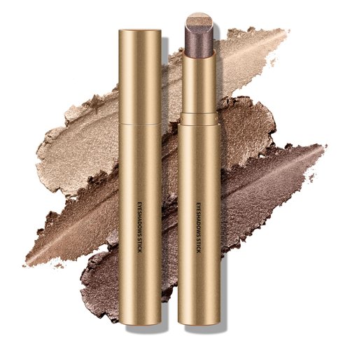 KYDA 3 Tones Pearl Eyeshadow Stick, Shimmer Brown Eye Shadow Stick, 3-in-1 Multicolor Eyeshadow, Blendable Smooth Cream Eyeshadow with Lasting Pigment, All in One Glitter Eyesahdow