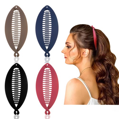 Nogeqi 4pcs Banana Hair Clips for Women Thin And Thick Hair, Banana Ponytail Holder Clips for Women, Classic Fishtail Hair Clamps, Banana Fish Grips Fruit 90s Hair Clips Hair Accessories
