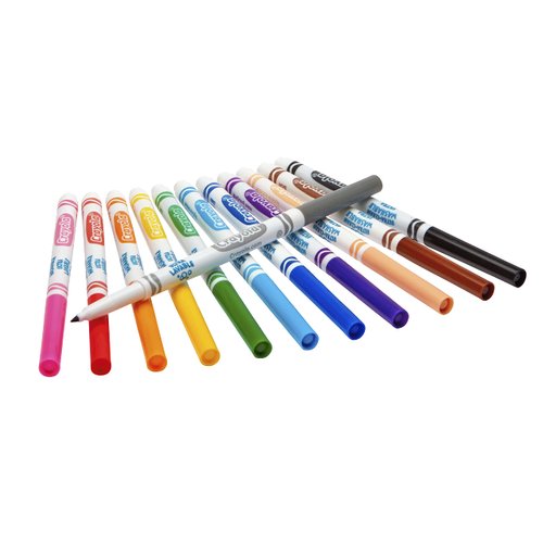 Crayola Ultra Clean Fine Line Markers (12ct), Washable Markers for Kids, Arts & Crafts, Coloring Book Markers, Toddler Stocking Stuffers