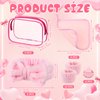 Hoteam 36 Pieces Spa Sleepover Party Supplies Makeup Party Supplies 6 Spa Headband 6 Wristband 6 Velvet Scrunchies 6 Makeup Remover Cloth 6 Powder Puffs 6 Clear Cosmetic Bags for Skincare, Makeup