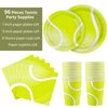 durony 96 Pieces Tennis Party Supplies Tableware Set Include Tennis Paper Plates Napkins and Cups Tennis Dessert Plates for Tennis Sports Party Decorations, Serve 24 Guests