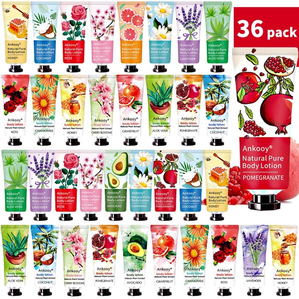 36 Pack Body Lotion for Women Dry Skin,Christmas Gifts for Women,Stocking Stuffers Bridesmaid GiftsTeacher Gifts Appreciation Gifts for Coworkers,Travel Size Lotion Shea Butter Small Gifts for Women