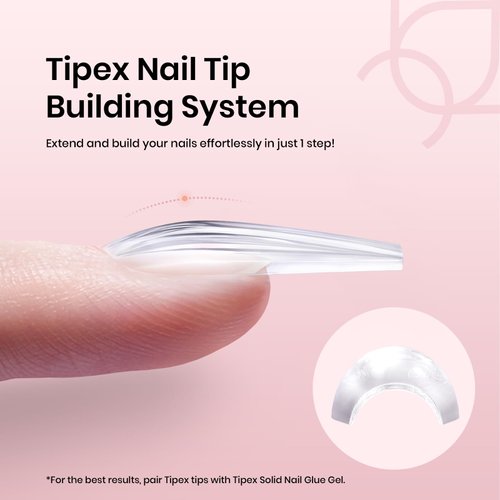 Beetles Tipex Instant Apex Nail Tips,120Pcs Pre-building Pre-Etched Gel Nail Tips Long Coffin Thicker Acrylic Nails Strong Full Cover False Nail Extension Building Gel Press-on Nails for Flat Nails