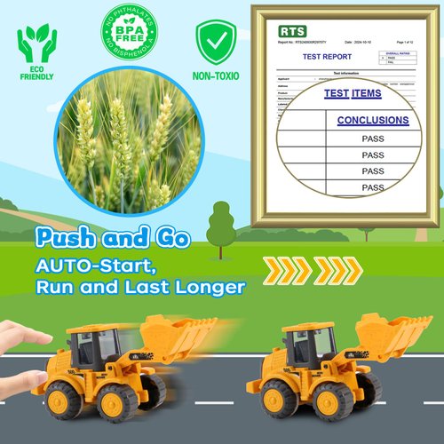 Toddler Toys for Ages 2-4, Kids Toys for 2 3 Year Old Boy Girls,Dump Truck Cement Mixer Excavator Toy Cars Set, BPA Free, Phthalates Free, PVC, Outdoor Toddler Boy Toys Birthday