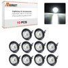 Meerkatt 3/4 Inch Mini Round White 3 LED Side Marker Sealed Flush Mount Light Waterproof for Truck Bus Van Boat Lorry 12V DC Universal.