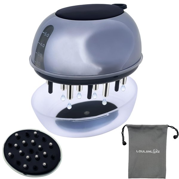 LOULANLUXE Scalp Applicator Comb, Hair Oil Applicator, Hair Growth Liquid Guide Comb for Hair Treatment Growth Medicine Fluid Essential Oil Serum with Portable Waterproof Drawstring Bag (Gray)