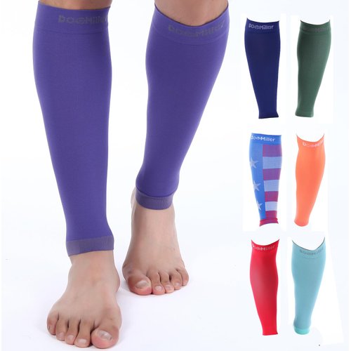 Doc Miller Premium Calf Compression Sleeve 1 Pair 20-30mmHg Strong Calf Support Fashionable Colors Graduated Pressure for Sports Running Muscle Recovery Shin Splints Varicose Veins (Violet, Medium)