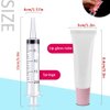 AMORIX 50PCS Lip Gloss Tubes Empty 10ml Pink Cap Lip Gloss Containers Lip Balm Tubes Cute Squeeze Tubes Lipgloss Making Supplies + 2 x 20ml Syringes Tag Labels for Lip Gloss Base