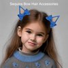 Blue Ears Hair Clips, Kids Glitter Hair Bow Barrettes for Toddler Girls, Ideal present for Birthday Decorations, Halloween Cosplay Accessories, Party Supplies