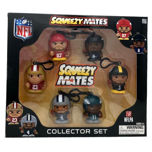 Party Animal Squeezymates NFL 2025 Series 7 Collector Box Set, 6 Figures, 2 1/2 Inch Tall, Team Colors