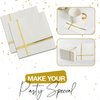 Fancy Gold Cocktail Napkins 100 PCS - 5x5 IN Gold Foil Lined Napkins 3ply Premium White and Gold Napkins for Dinner, Wedding, Holiday, Birthday - Disposable Paper Napkins with Gold Foil Trim Stripe