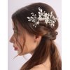 BERYUAN Rhinestone Crystal Pearls Flowers Hair Comb Crystal Rhinestone Wedding Bridal Hair Comb Rhinestone Bridal Headpiece Flowers Pearls Hair Side Comb for Brides Bridesmaid (silver)