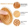 Bamboo Massage Comb, Wooden Scalp Massager Wooden Hair Brush Round Portable Bamboo Comb Anti-Static Air Cushion Hairbrush Mini Travel Hair Brush for Women and Men, No Handle Design