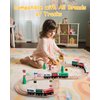 SainSmart Jr. 9 Pcs Wooden Train Set Magnetic Train Toys for Toddlers Kids Engine Vehicles Toy Train Cars for Boys Girls Compatible with Train Tracks