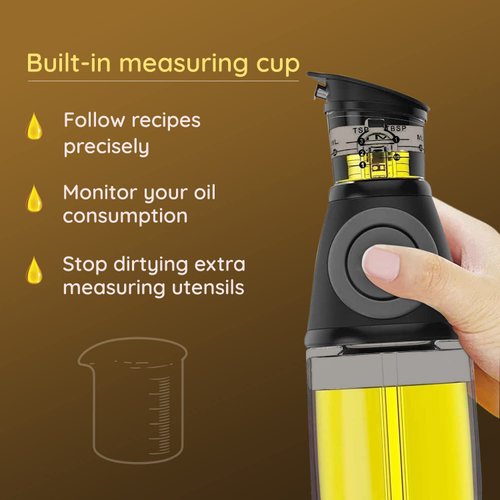 Belwares Oil Dispenser for Kitchen - Olive Oil Dispenser Bottle for Kitchen - Oil and Vinegar Dispenser Set - Cooking Essentials - 17 oz and 8.5 oz Glass Bottles with Precision Pouring Measurements