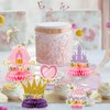 ArowlWesh 12Pcs Floral Princess Party Honeycomb Centerpieces Princess Theme Party Decorations Supplies Pink and Gold Castle Crown Carriage Baby Shower Birthday Table Toppers for Girls