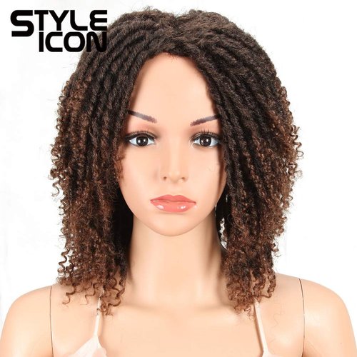 Style Icon 6" Short Dreadlock Wig Twist Wigs for Black Women Short Curly Synthetic Wigs (6", T1B/30)