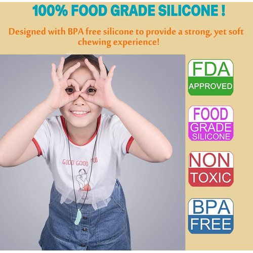 Teething Necklaces,Silicone Teether Necklace 3 Packs,Chew Necklaces for Sensory Kids Adults,Soft Leaf Feather