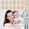 Baby Monthly Milestone Cards Sign - 7 Cute Double Sided Wooden Circles Discs Newborn Memento Milestone to Document Baby's Growth, Pregnancy Journey Sign Baby Boy and Girl Gifts Set
