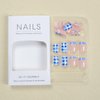 Cute Press on Nails Square Fake Nails with Bee and Flower Designs Stick on Nails Full Cover Blue and White Checkered French Tip Acrylic Nails Summer Sweet Young False Nails for Women Girls