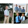 Enlision 3pcs Boys Pre-Tied Neckties & Pocket Square Set Blue Kids Ties for Boys Ties 8-10 Formal Wedding Graduation School Uniforms