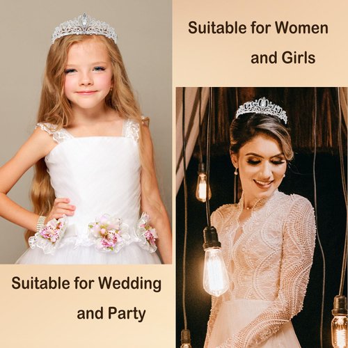 Dicodoum Silver Tiaras and Crowns for Women Girls, Crystal Birthday Queen Crowns with Comb Rhinestone Princess Tiara Hair Accessories Wedding Crown for Brides