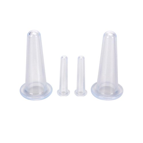 ZAAWUUT Silicone Facial Cupping Set,Body Facial Care Cupping Massager,4-Set Home SPA Vacuum Suction Cups,Beauty Tool for Skin Neck Eyes (Transparent, Mixed)